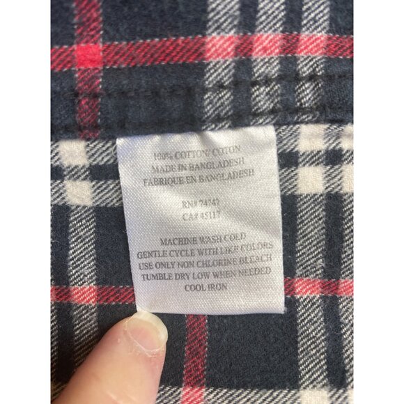 Vintage Hobbs Creek Men Shirt Large Long Plaid Button-Up Navy Red White Gorpcore - Picture 3 of 11